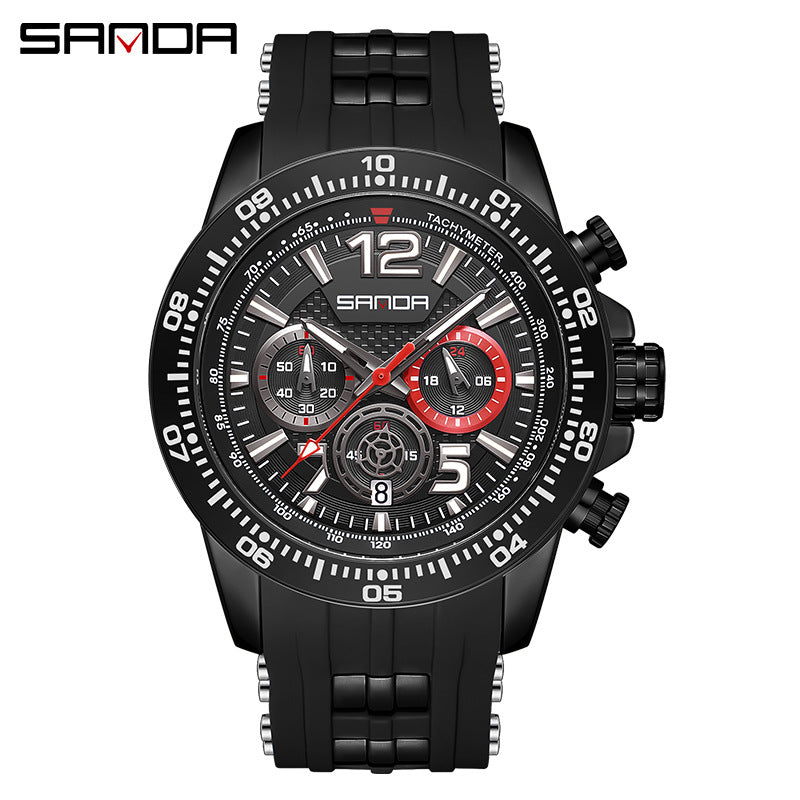 Men's Fashion Three-Eye Six-Pin Waterproof Quartz Watch