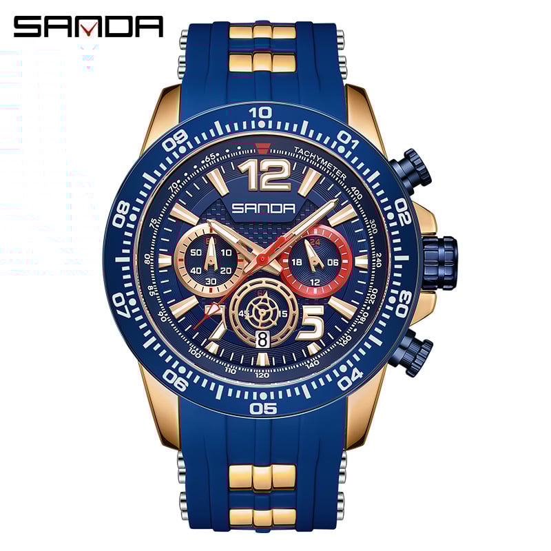 Men's Fashion Three-Eye Six-Pin Waterproof Quartz Watch