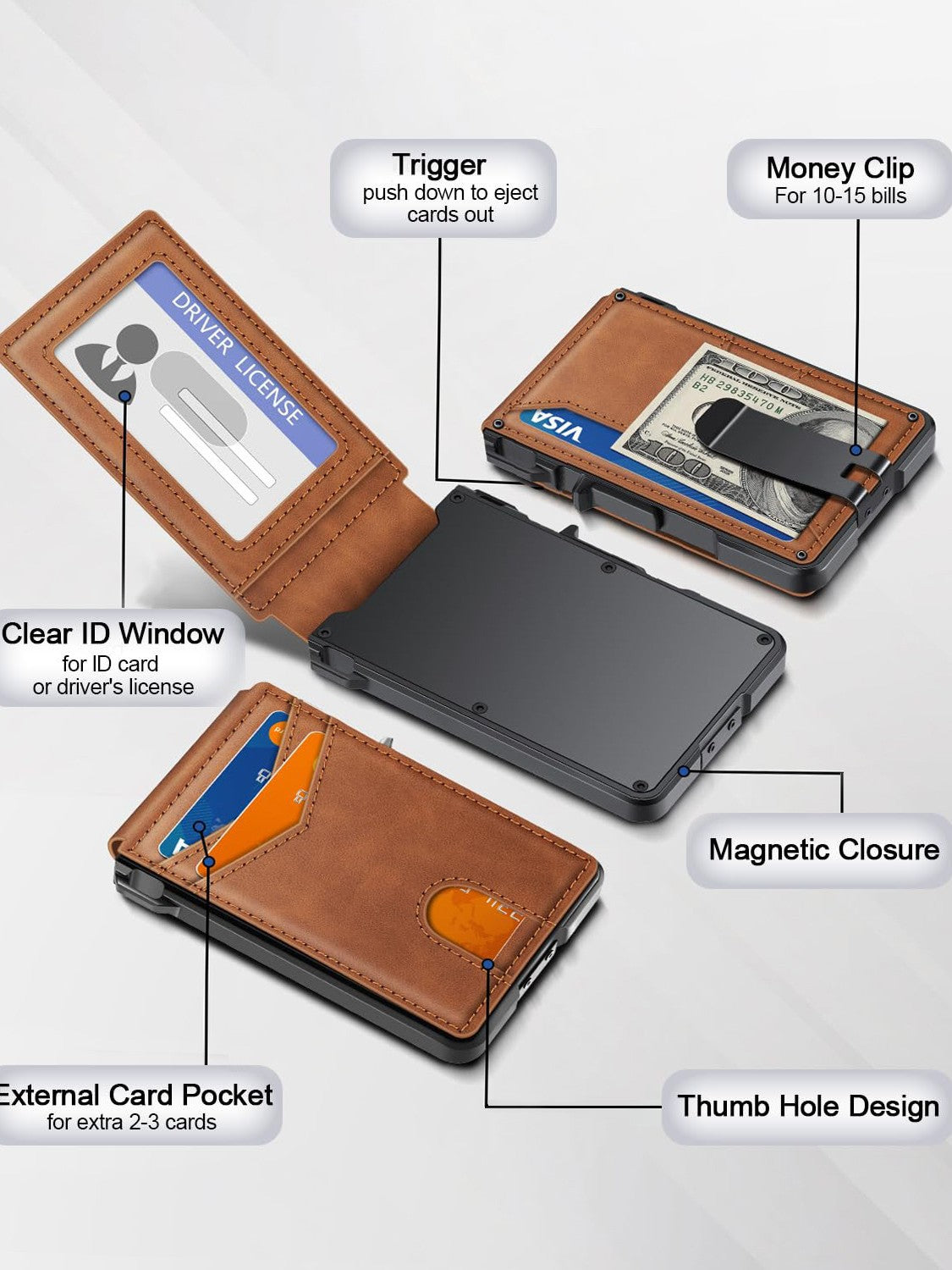 Pop-Up RFID Blocking Carbon Fiber Wallet